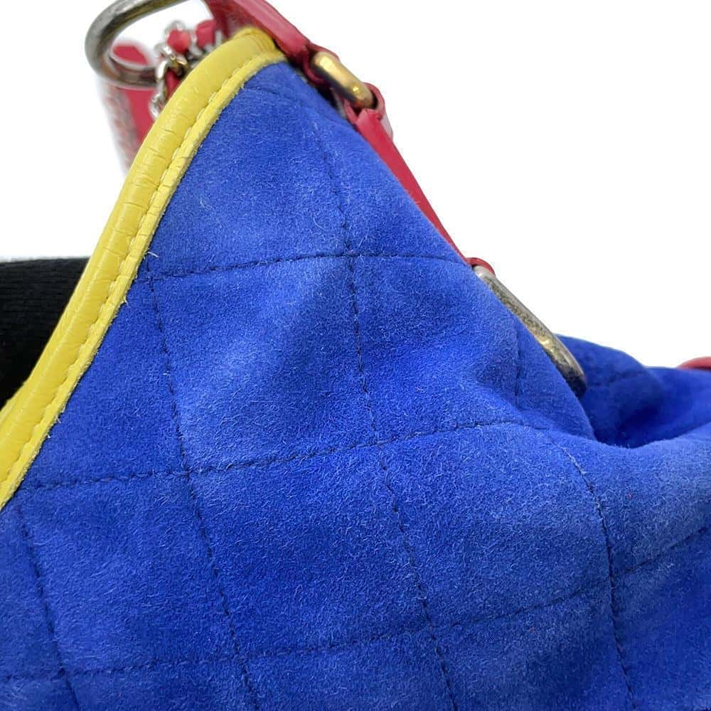 CHANEL Gabriel Hobo Shoulder Bag Blue/Red/Yellow A93824 Suede leather Size Large