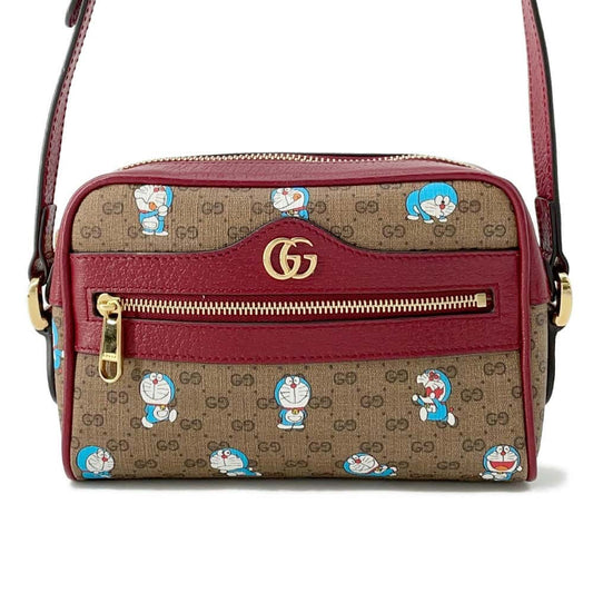 GUCCI GG Supreme Shoulder Bag Doraemon Collaboration Beige/Red 647784 GG SupremeCanvas Leather