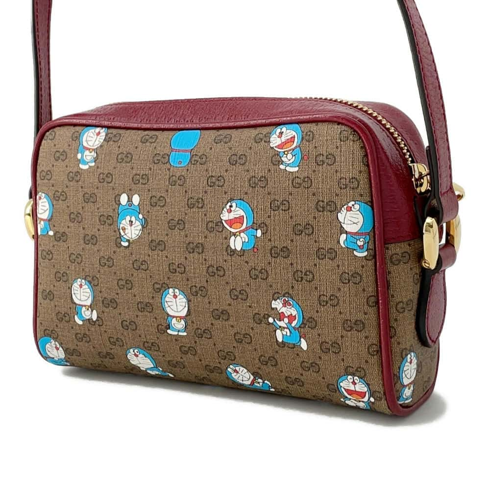 GUCCI GG Supreme Shoulder Bag Doraemon Collaboration Beige/Red 647784 GG SupremeCanvas Leather