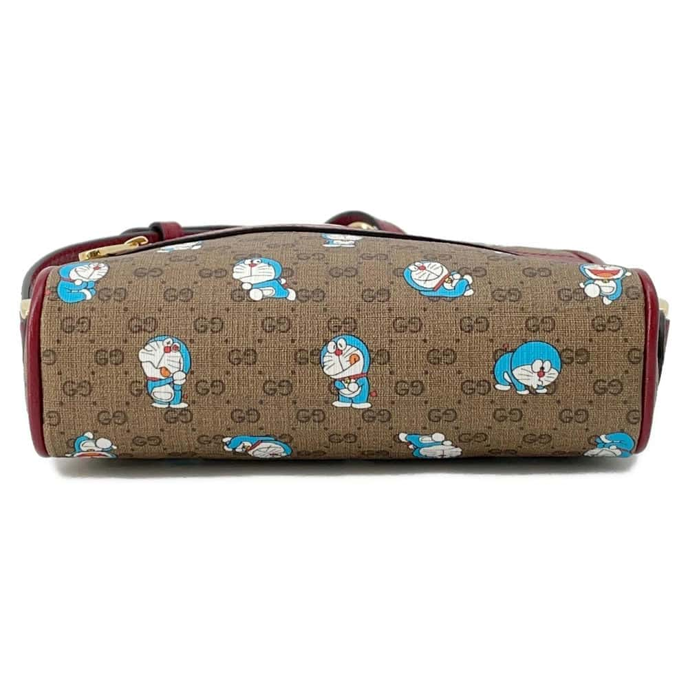 GUCCI GG Supreme Shoulder Bag Doraemon Collaboration Beige/Red 647784 GG SupremeCanvas Leather