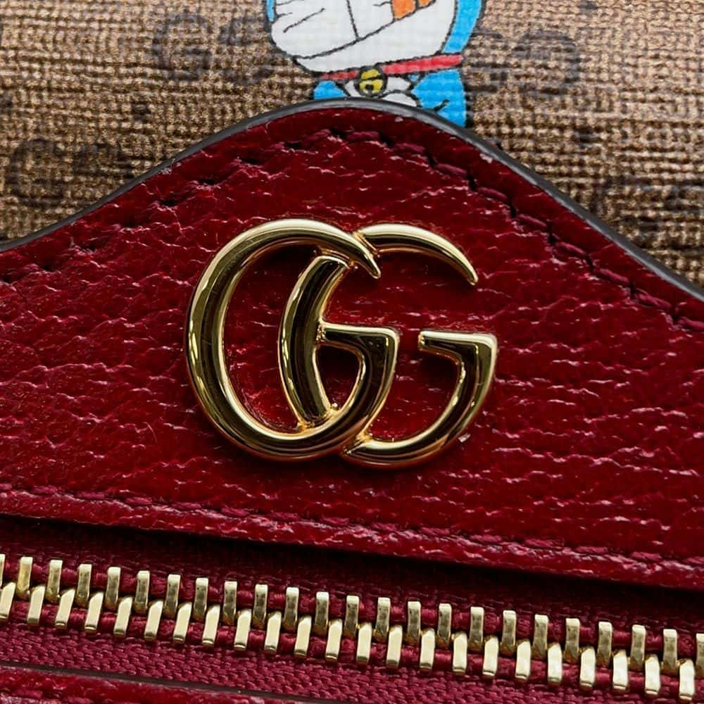 GUCCI GG Supreme Shoulder Bag Doraemon Collaboration Beige/Red 647784 GG SupremeCanvas Leather