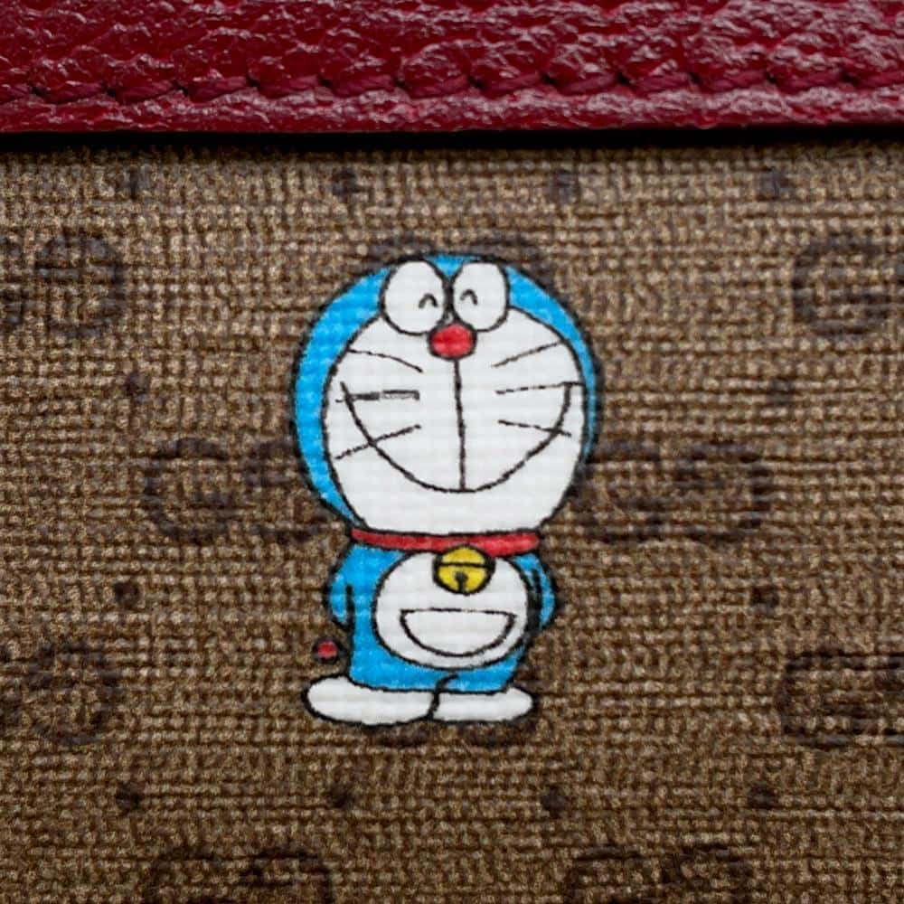 GUCCI GG Supreme Shoulder Bag Doraemon Collaboration Beige/Red 647784 GG SupremeCanvas Leather