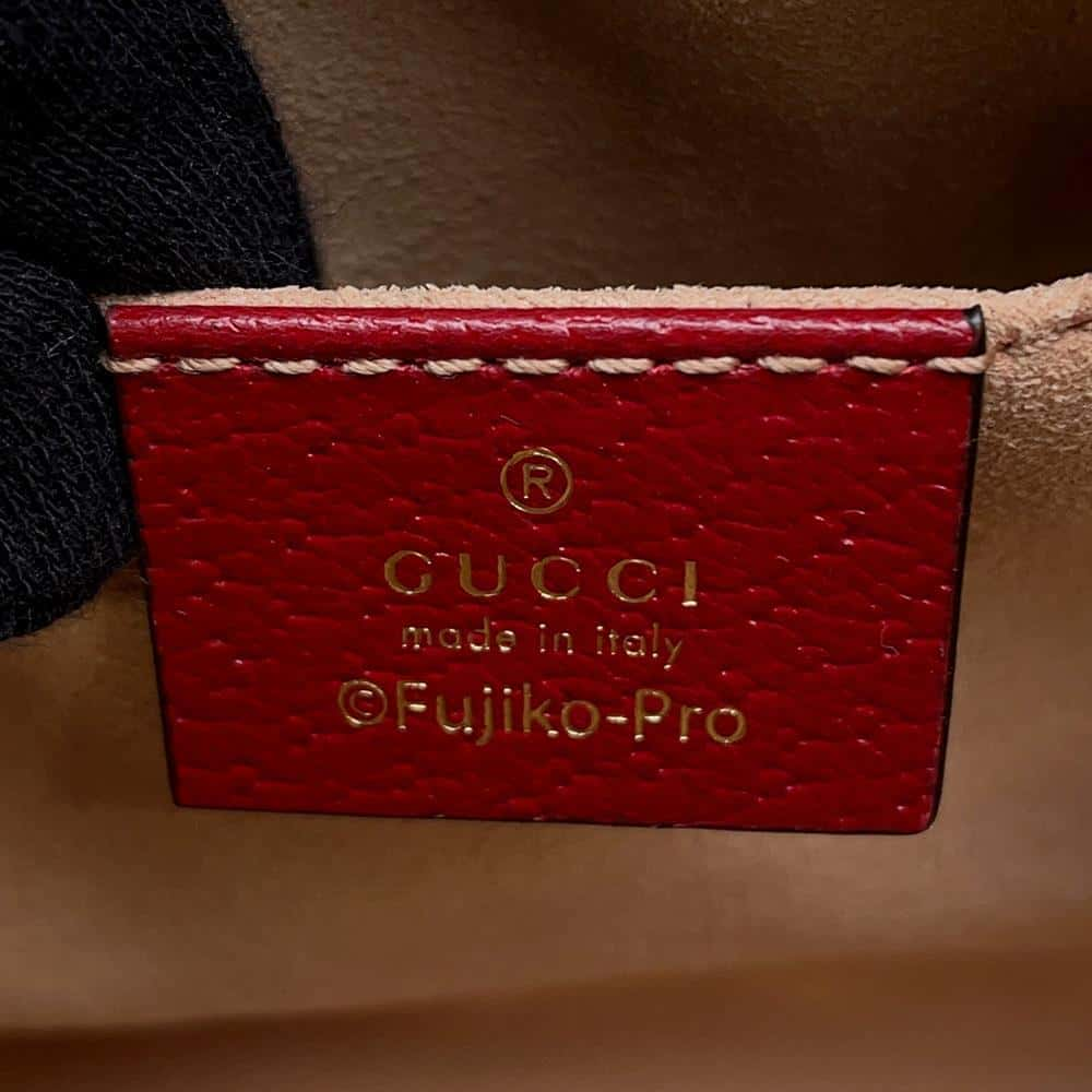 GUCCI GG Supreme Shoulder Bag Doraemon Collaboration Beige/Red 647784 GG SupremeCanvas Leather