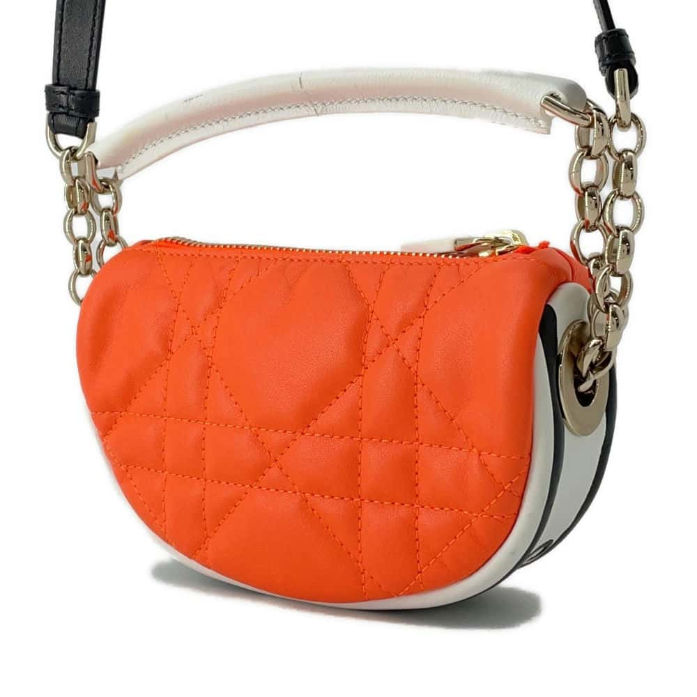 Dior Vibe Hobo Shoulder Bag Orange Leather Size Mini