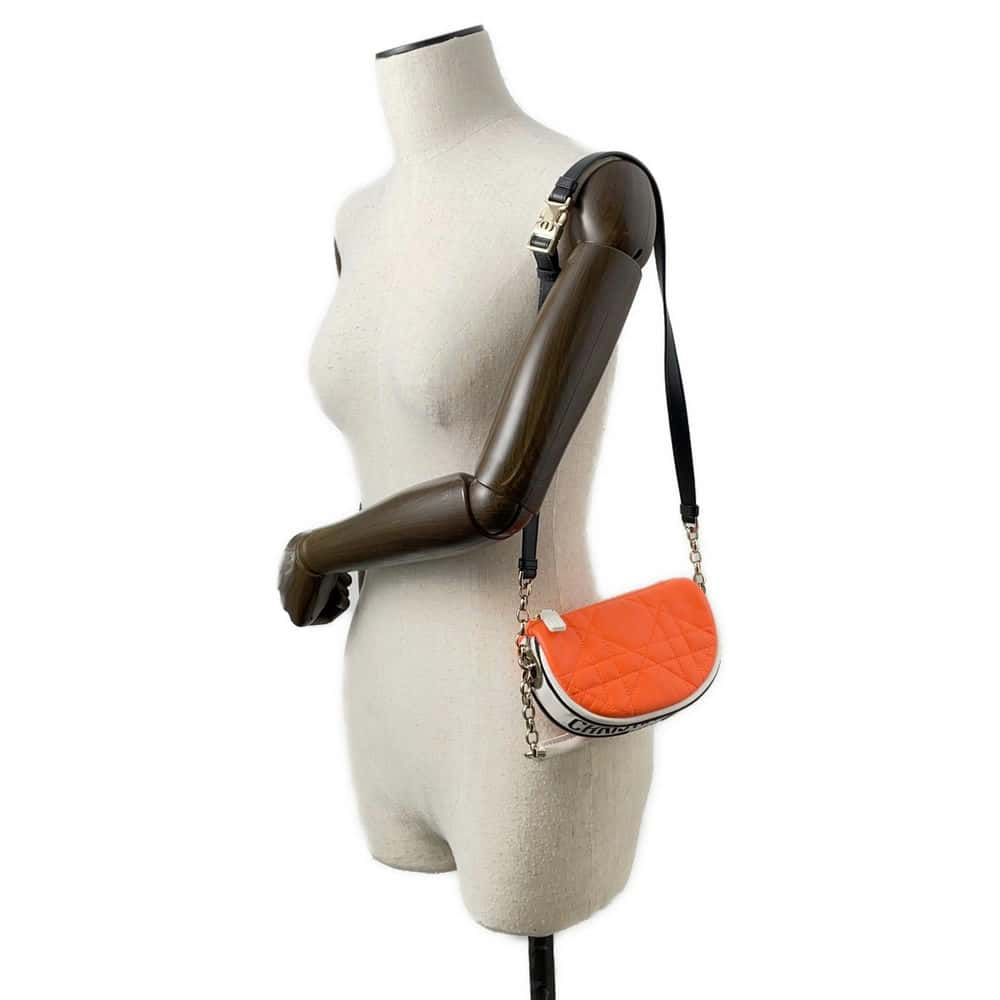 Dior Vibe Hobo Shoulder Bag Orange Leather Size Mini