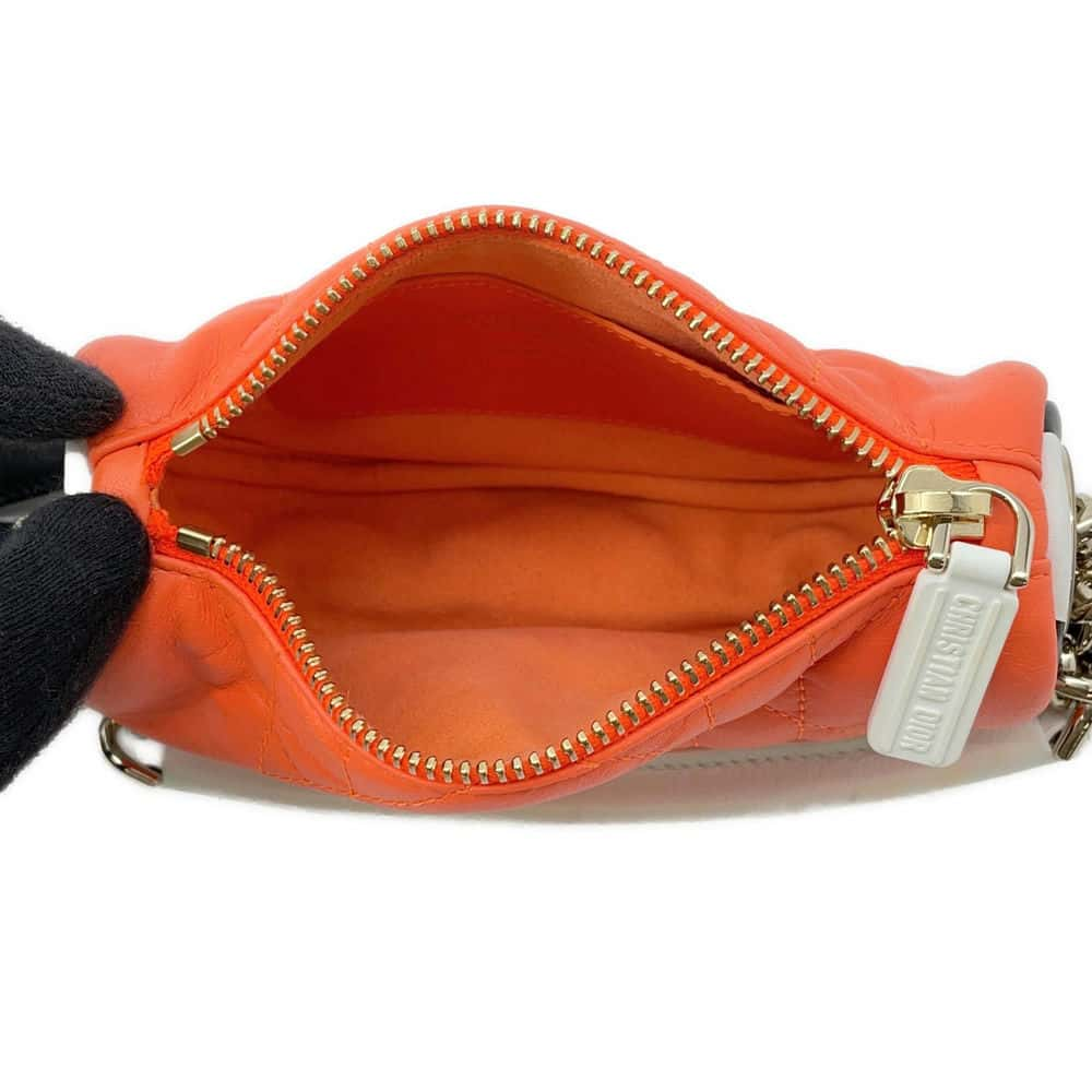 Dior Vibe Hobo Shoulder Bag Orange Leather Size Mini