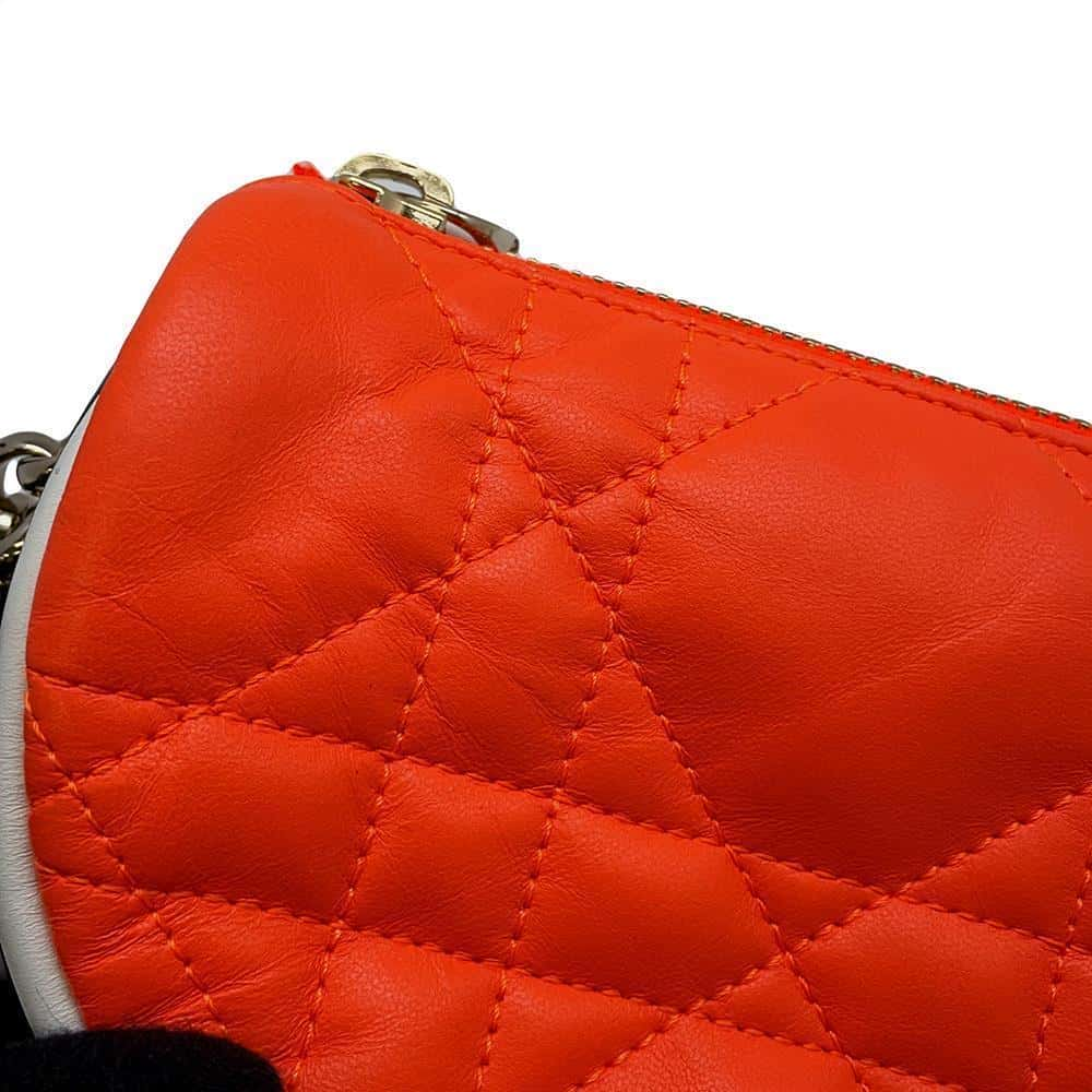 Dior Vibe Hobo Shoulder Bag Orange Leather Size Mini