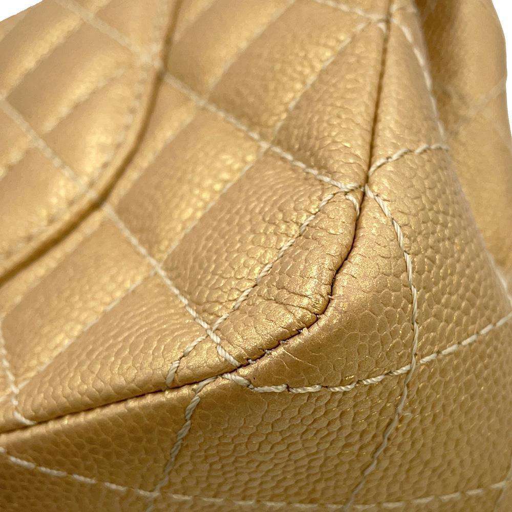 CHANEL Matelasse Chain Shoulder Bag Gold A01112 Caviar Leather Size 25