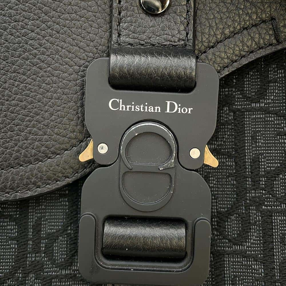 Dior Saddle flap shoulder bag Black 1ADPO049YKS_H00N Canvas Calf Leather Size Small