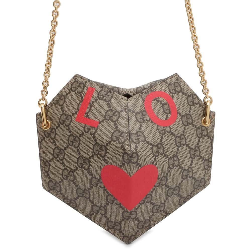 GUCCI GG Supreme Heart LOVE ChainShoulder Red/Beige 678131 PVC Coated Canvas Size Small