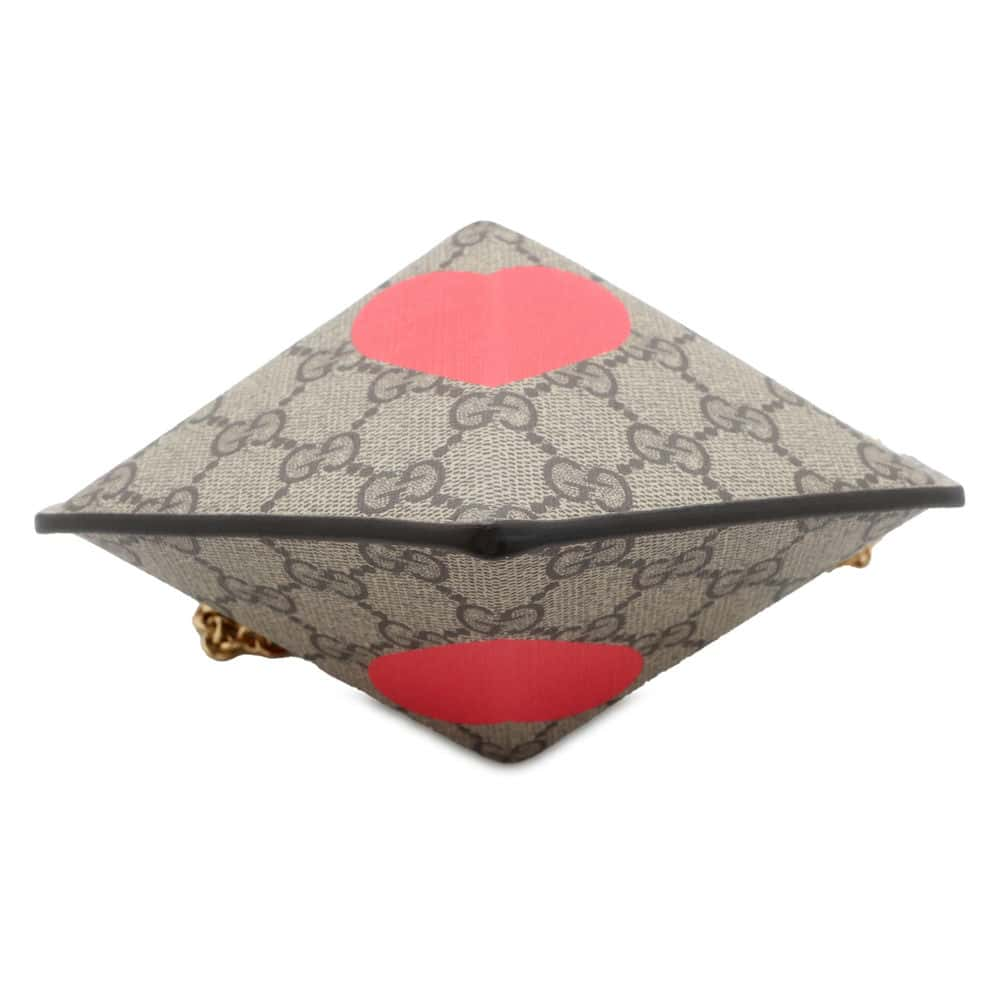 GUCCI GG Supreme Heart LOVE ChainShoulder Red/Beige 678131 PVC Coated Canvas Size Small