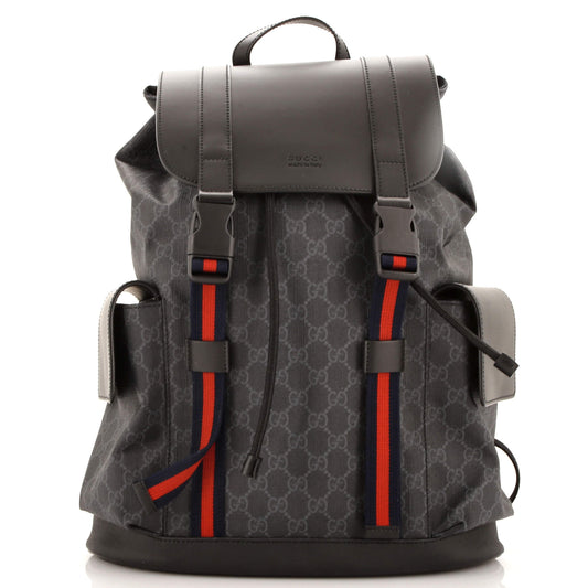 Double Pocket Buckle Backpack GG Coated Canvas Large