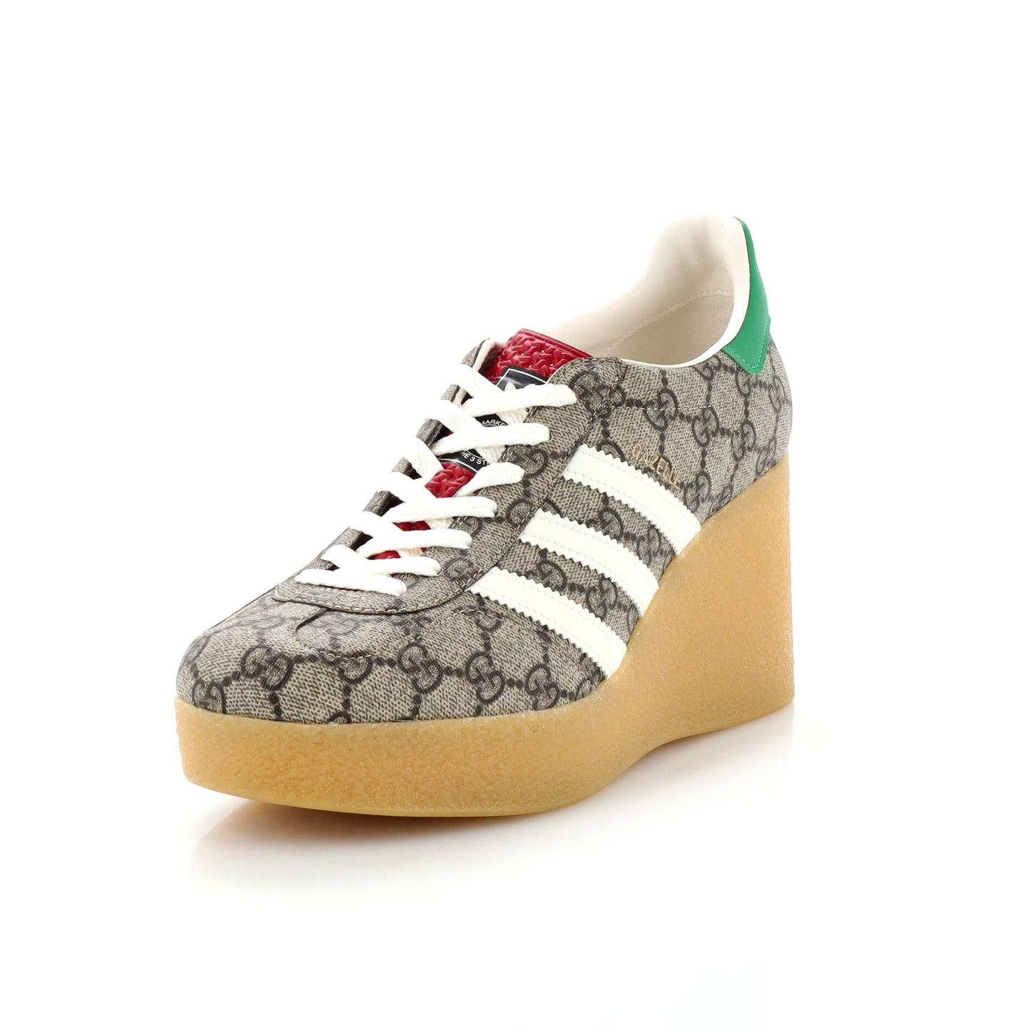 x Adidas Women's Gazelle Wedge Sneakers GG Coated Canvas with Rubber