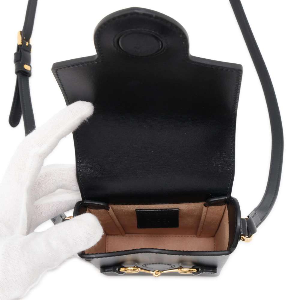 GUCCI Horsebit 1955 Mini Shoulder Bag Black 625615 Leather