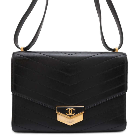 CHANEL V Stitch ChainShoulder Black A57491 Leather