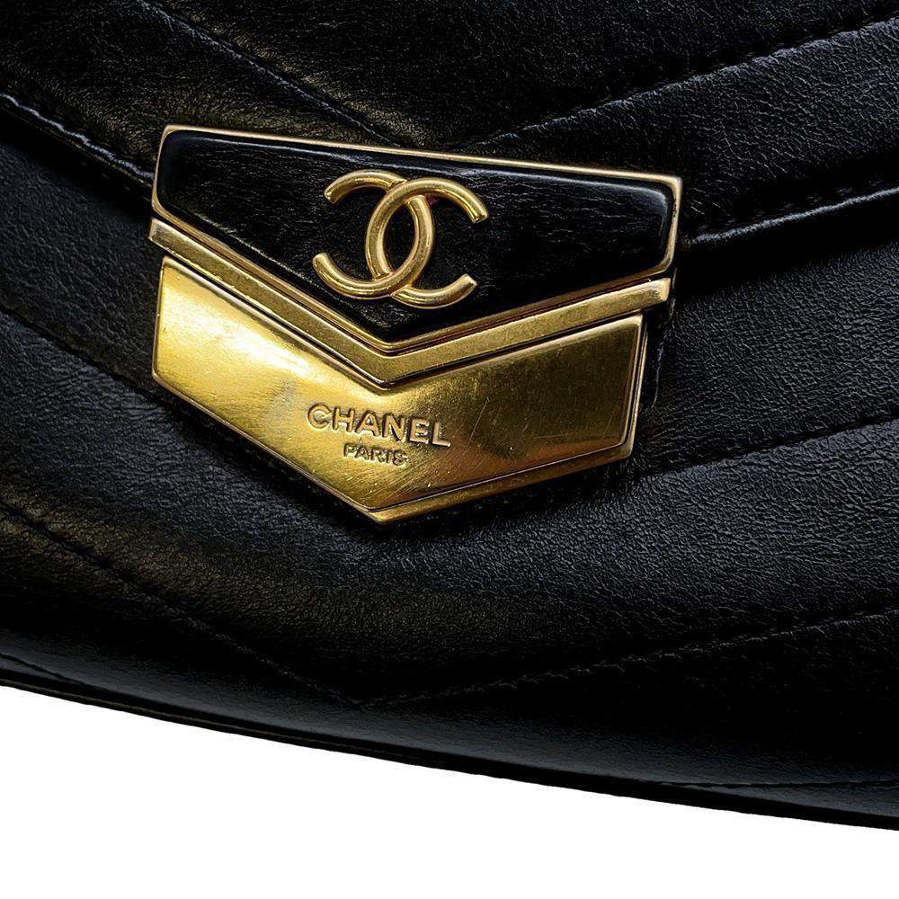 CHANEL V Stitch ChainShoulder Black A57491 Leather