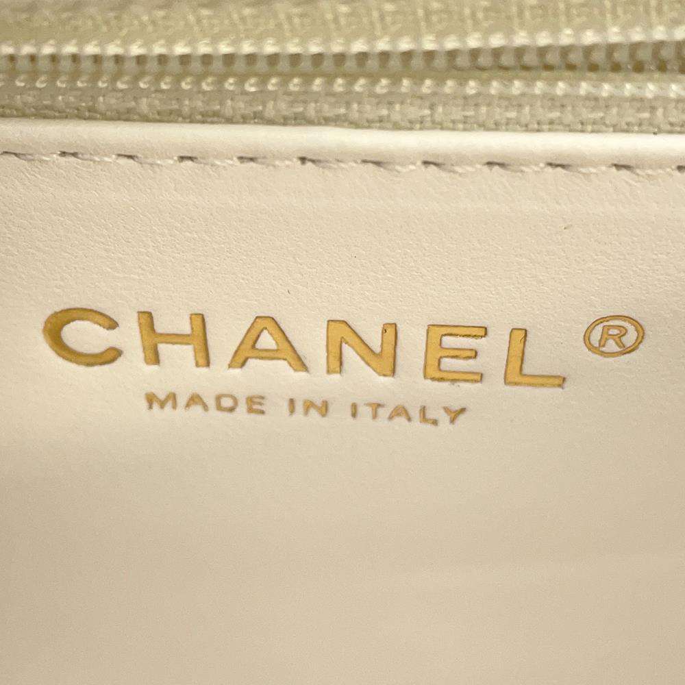 CHANEL Top Handle Flap 2wayShoulder Bag White AS4544 Shiny Calf Leather