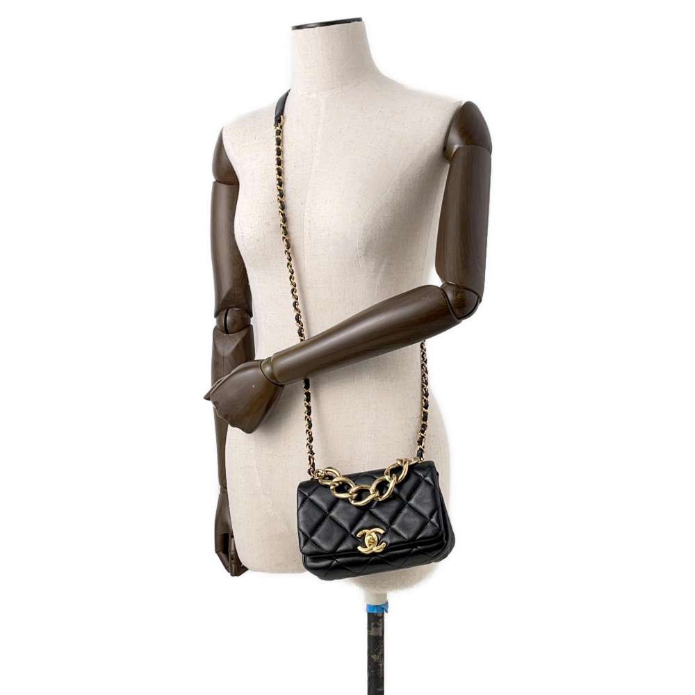 CHANEL Matelasse ChainShoulder Bag Black AS3365 Lambskin