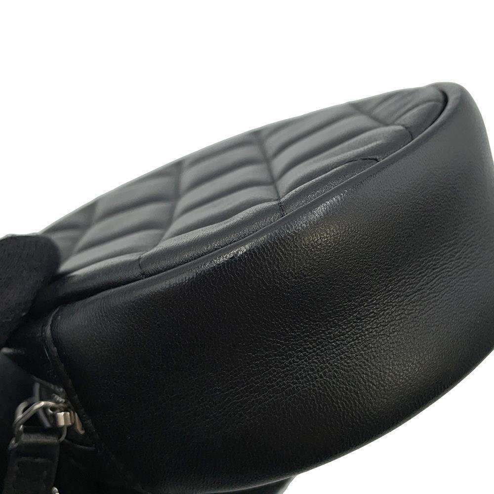 CHANEL Matelasse Round Shoulder Bag Black AP0245 Lambskin Size Mini