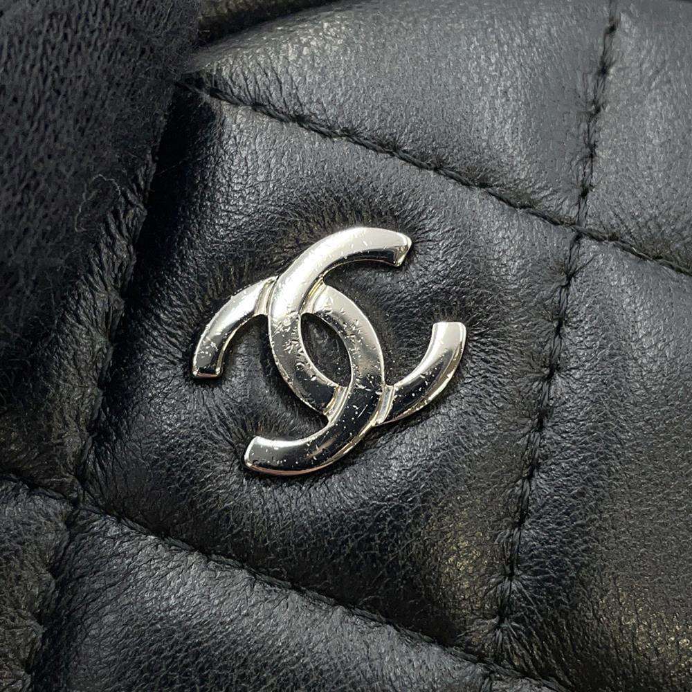 CHANEL Matelasse Round Shoulder Bag Black AP0245 Lambskin Size Mini