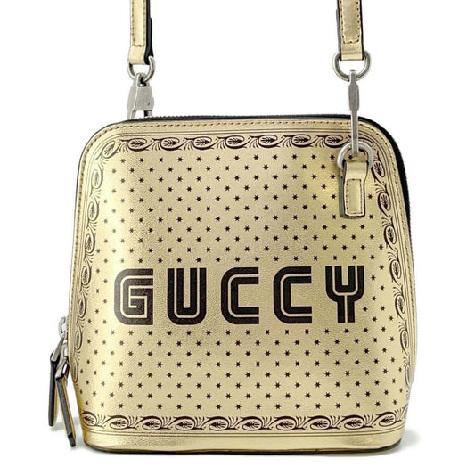 GUCCI GUCCY logo shoulder bag Gold/Black 511189 Leather