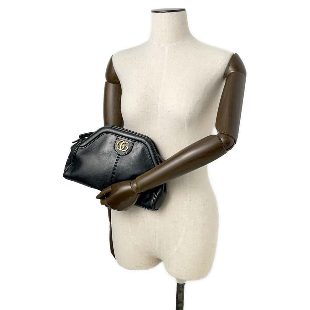 GUCCI Liber Small Shoulder Bag Black 524620 Leather