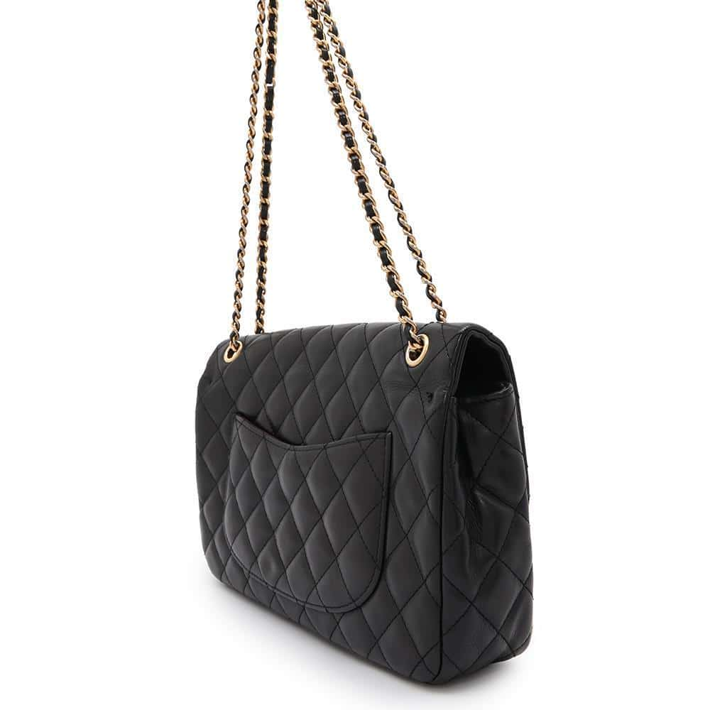 CHANEL Matelasse Single Flap ChainShoulder Bag Black A94495 Lambskin