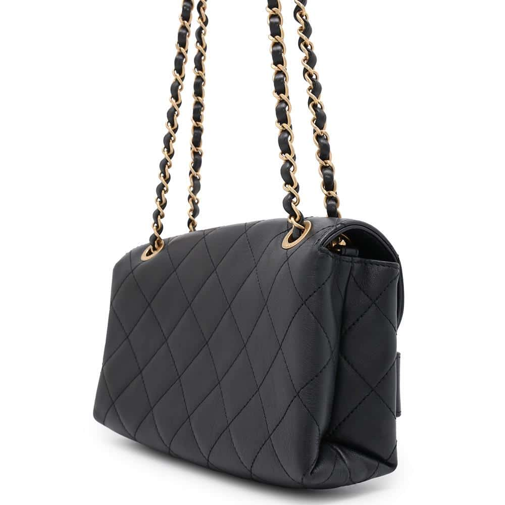 CHANEL Logo ChainShoulder Bag Black AS4190 Lambskin