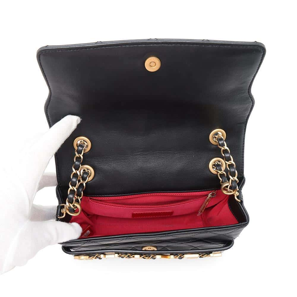 CHANEL Logo ChainShoulder Bag Black AS4190 Lambskin