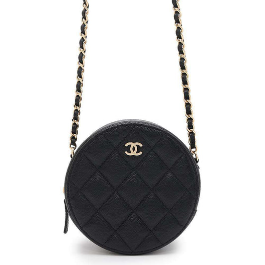 CHANEL Matelasse Round Shoulder Bag BlackA70657 Caviar Leather