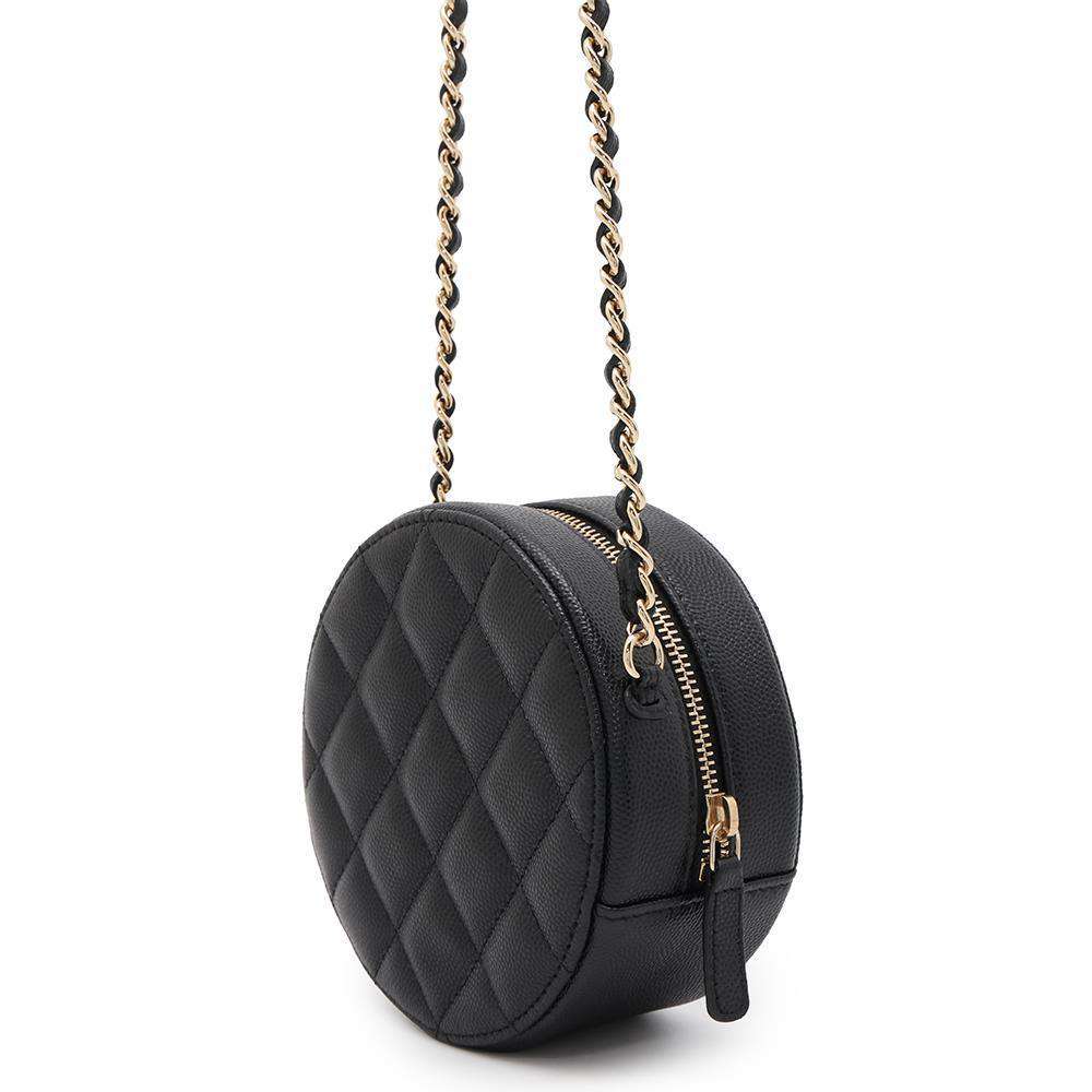 CHANEL Matelasse Round Shoulder Bag BlackA70657 Caviar Leather