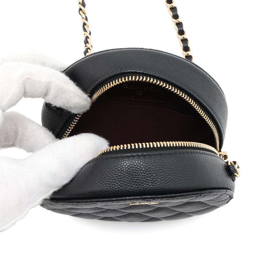 CHANEL Matelasse Round Shoulder Bag BlackA70657 Caviar Leather