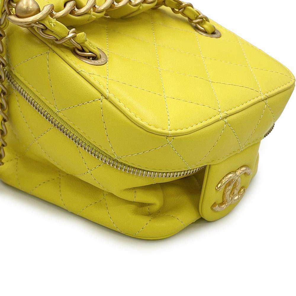 CHANEL Matelasse Vanity ChainShoulder Bag YellowAS3228 Lambskin Size Small