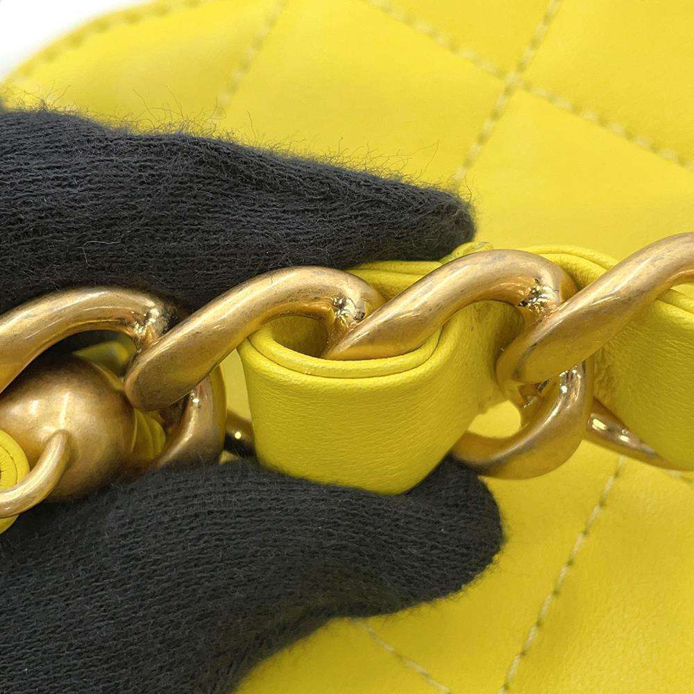 CHANEL Matelasse Vanity ChainShoulder Bag YellowAS3228 Lambskin Size Small