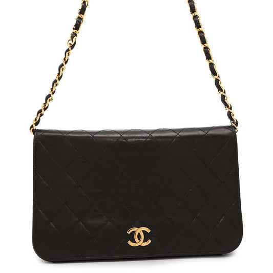 CHANEL Matelasse Push Lock ChainShoulder Bag Black Lambskin