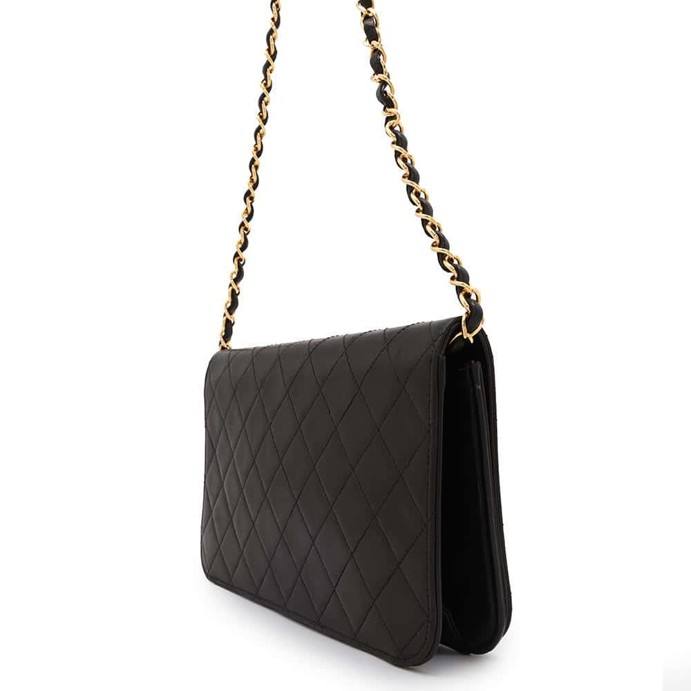 CHANEL Matelasse Push Lock ChainShoulder Bag Black Lambskin