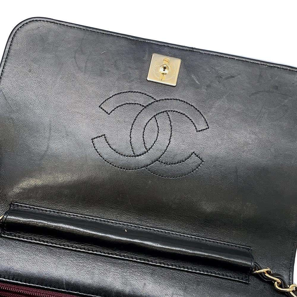 CHANEL Matelasse Push Lock ChainShoulder Bag Black Lambskin