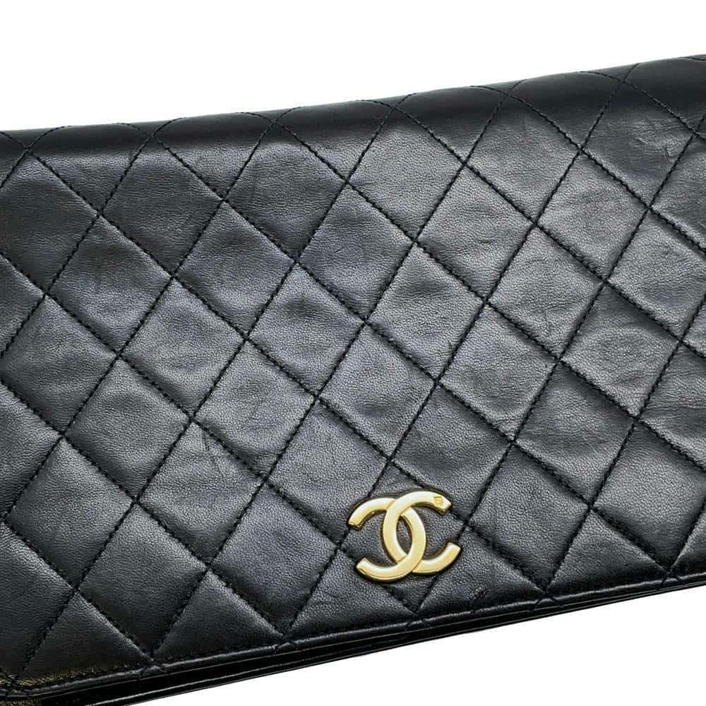 CHANEL Matelasse Push Lock ChainShoulder Bag Black Lambskin