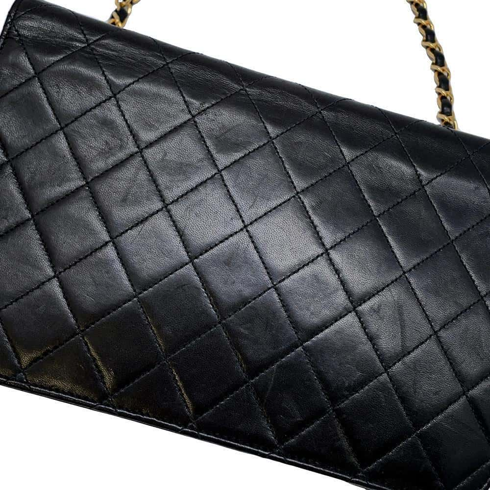 CHANEL Matelasse Push Lock ChainShoulder Bag Black Lambskin