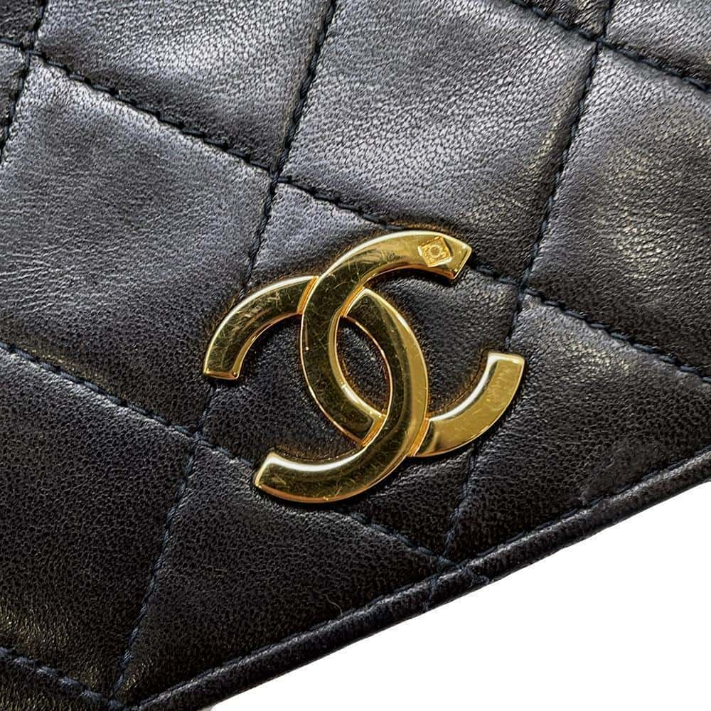 CHANEL Matelasse Push Lock ChainShoulder Bag Black Lambskin