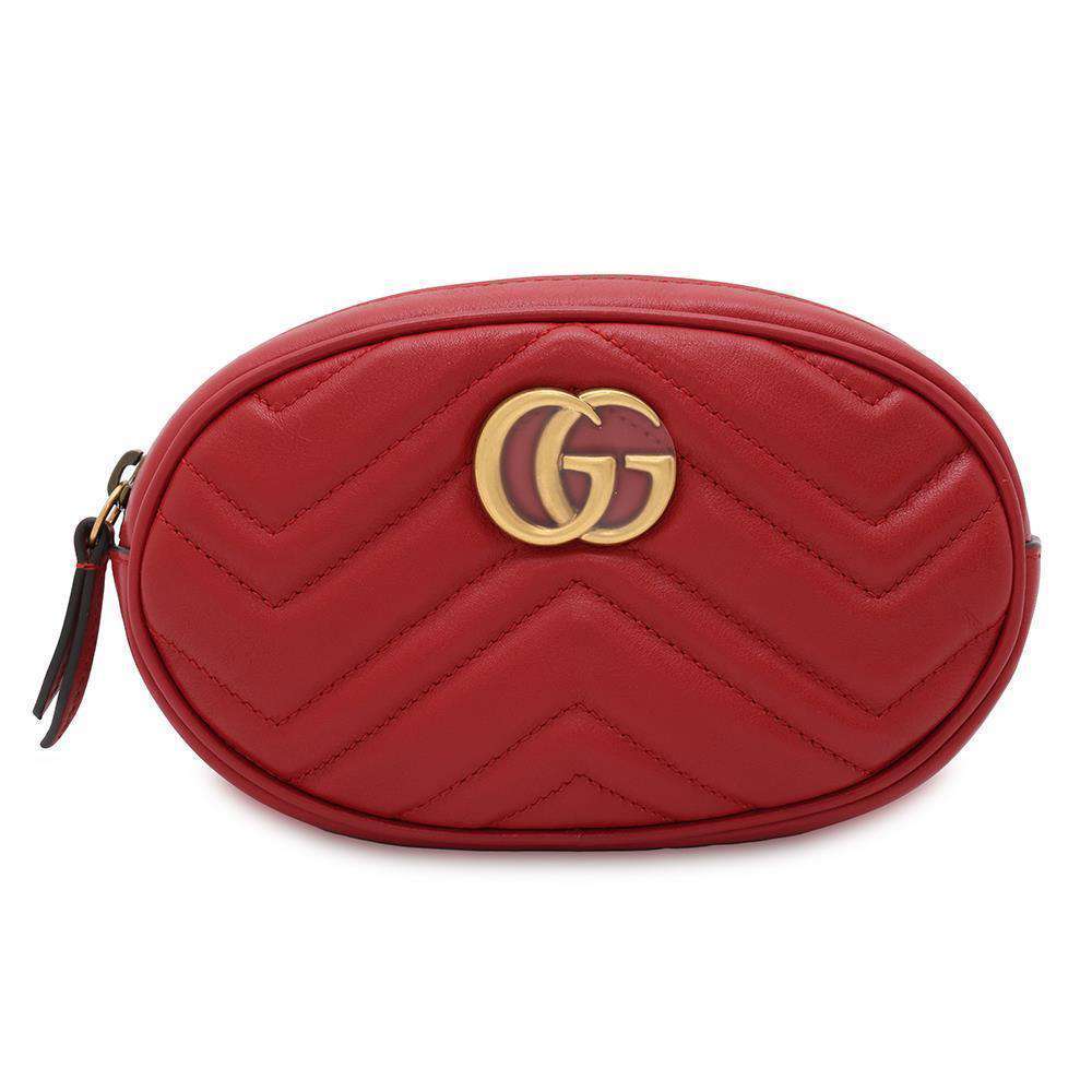 GUCCI GG Marmont Crossbody Bag Red 476434 Leather Size 85