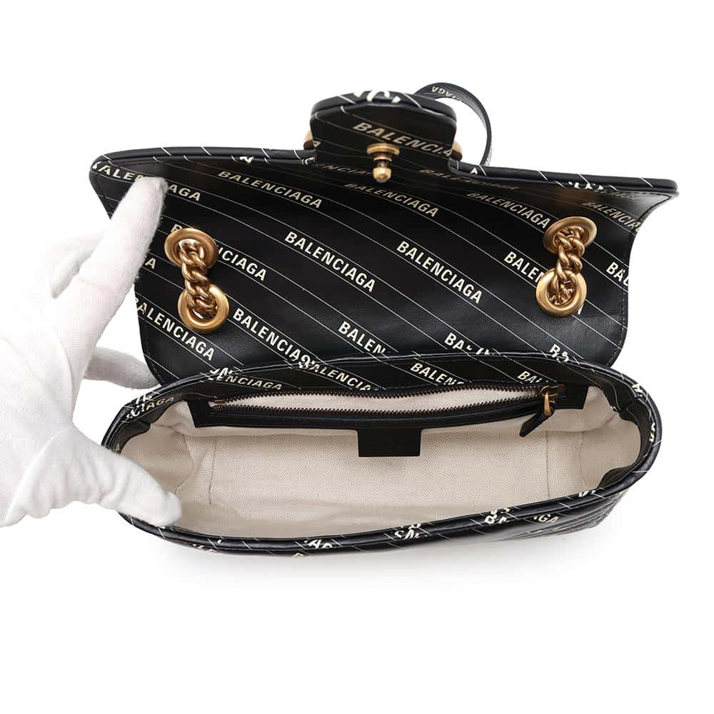 GUCCI BALENCIAGA Collaboration The Hacker Project GG Marmont Shoulder Bag Black 443497 Leather