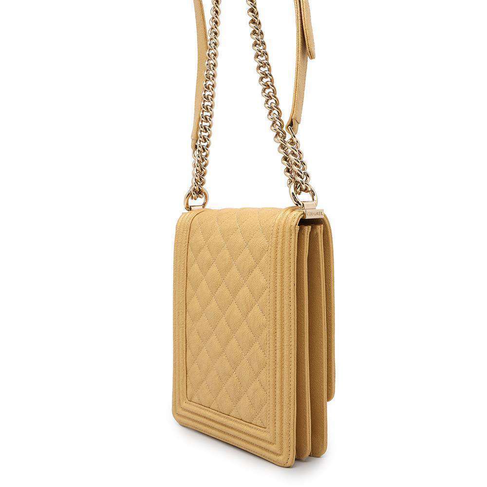 CHANEL Boy Chanel Vertical Chain Shoulder Bag YellowAS0130 Caviar Leather