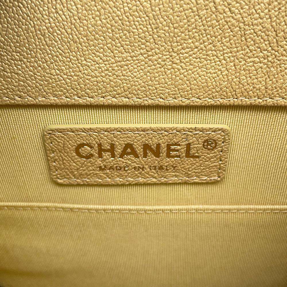 CHANEL Boy Chanel Vertical Chain Shoulder Bag YellowAS0130 Caviar Leather