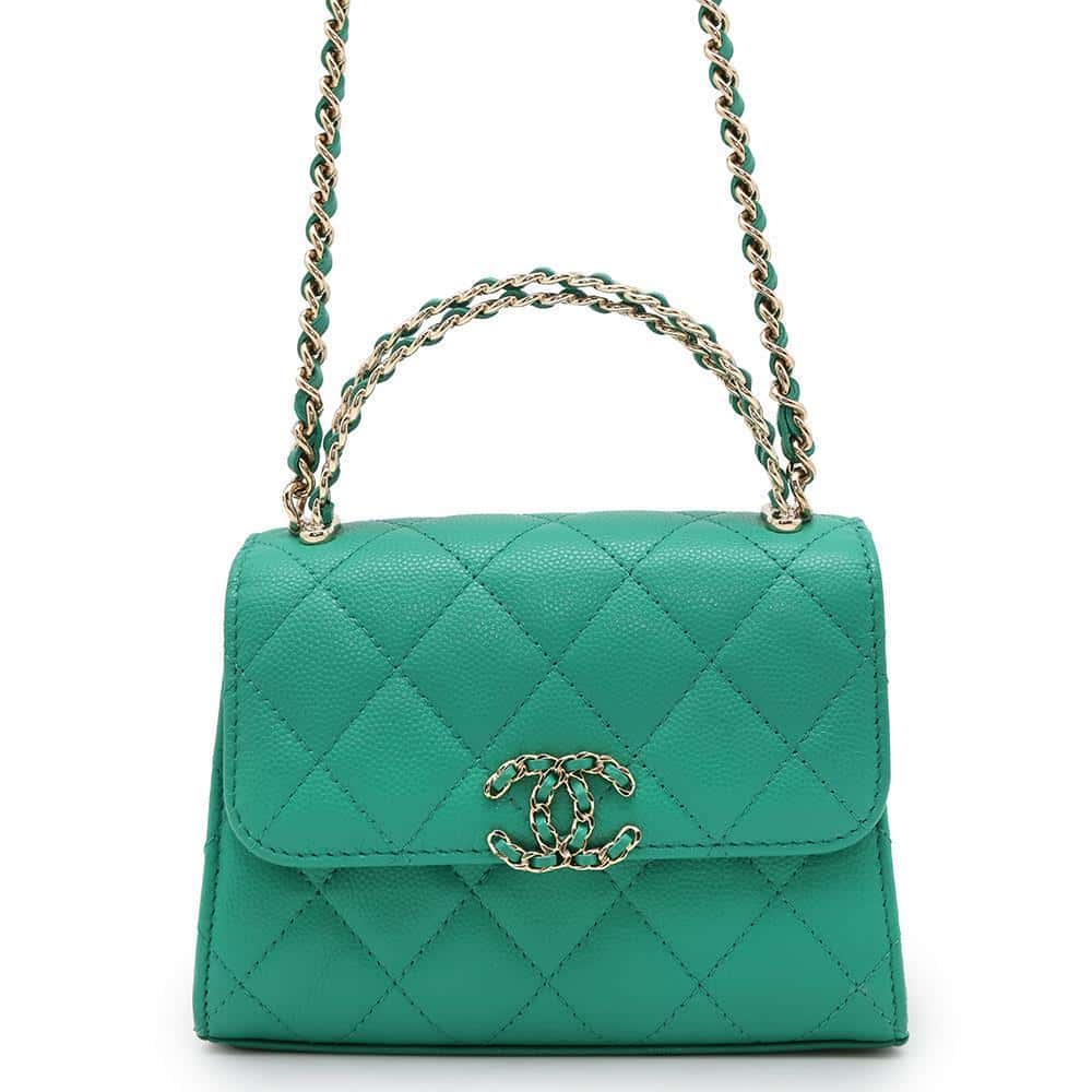 CHANEL Top handle Matelasse ChainShoulder Green AP3237 Caviar Leather