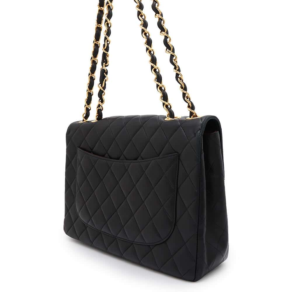 CHANEL Jumbo Matelasse ChainShoulder Black A04412 Lambskin Size 30