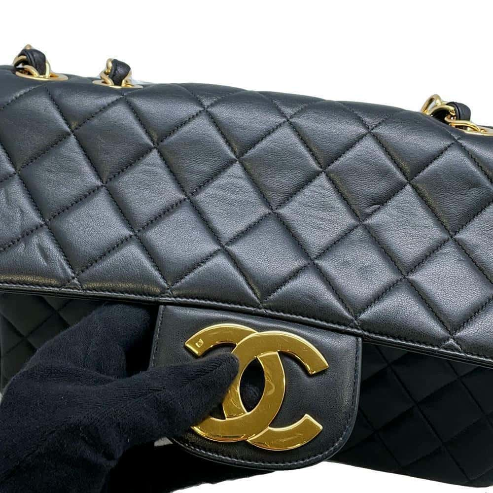 CHANEL Jumbo Matelasse ChainShoulder Black A04412 Lambskin Size 30