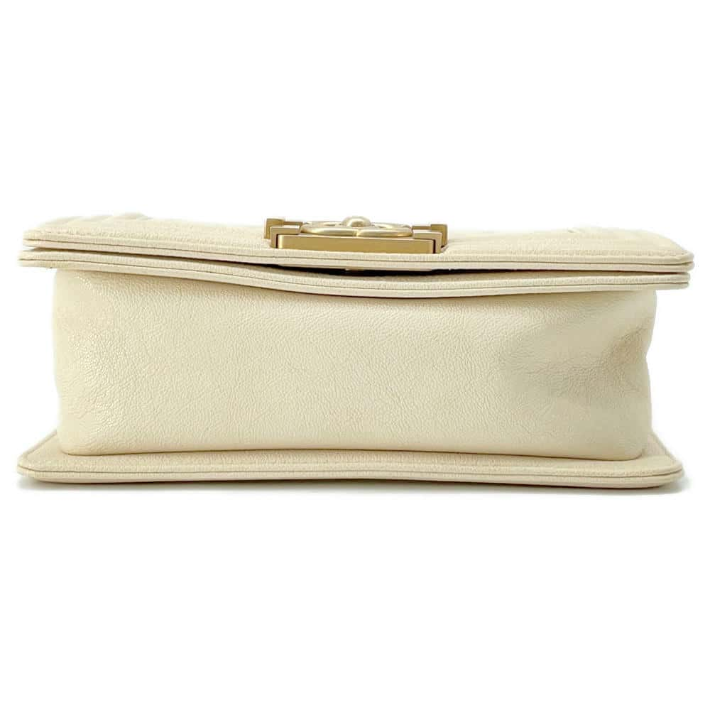 CHANEL Boy Chanel ChainShoulder Bag Ivory A67085 Caviar Leather Size 20