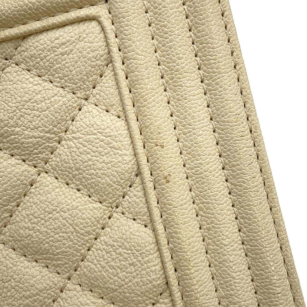 CHANEL Boy Chanel ChainShoulder Bag Ivory A67085 Caviar Leather Size 20