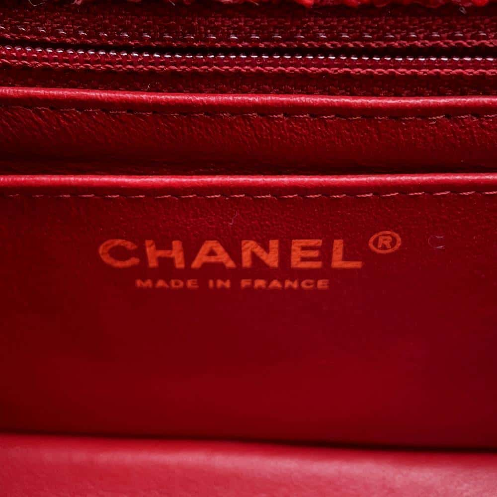 CHANEL 2.55 ChainShoulder Bag Red AS0874 Tweed Size Mini